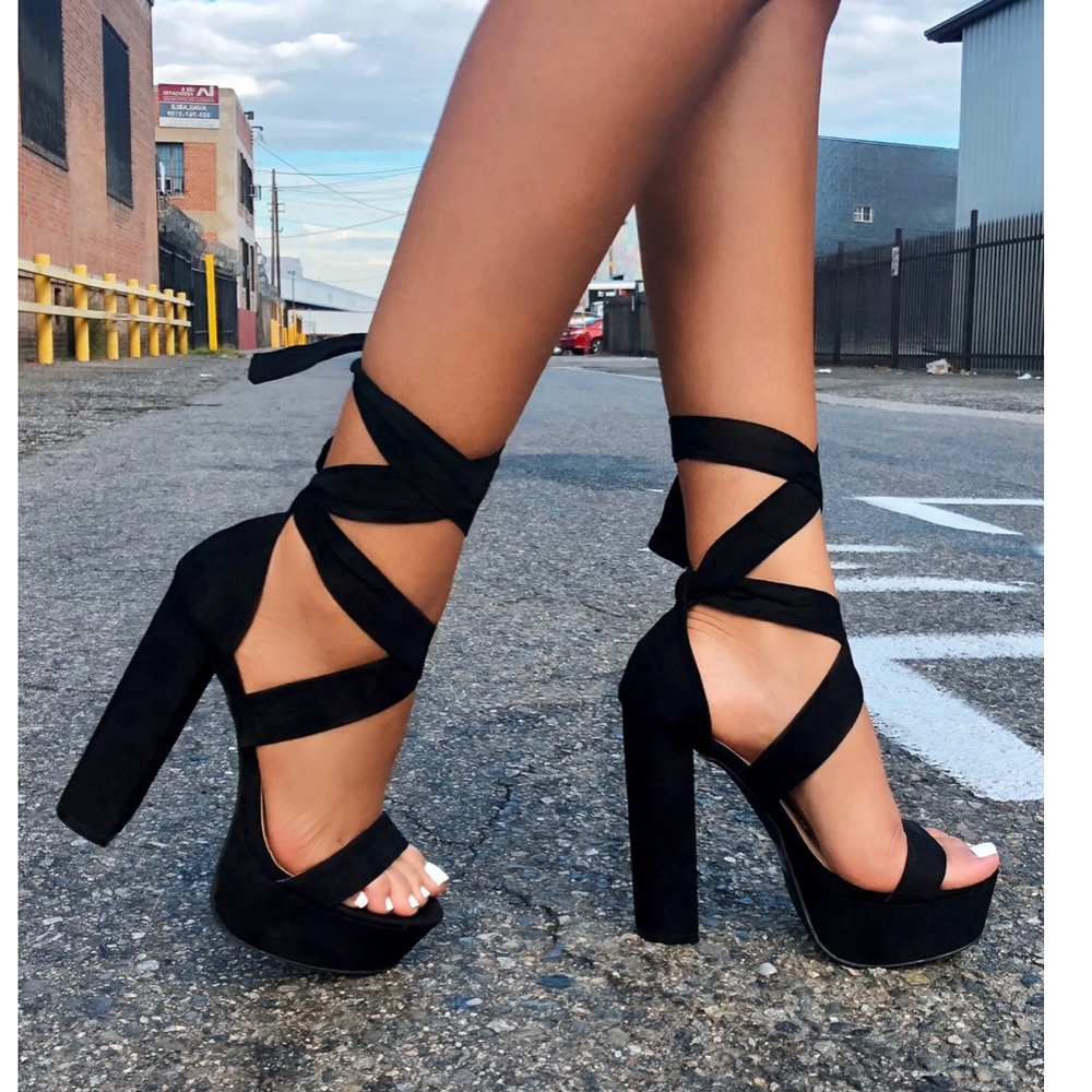 Wide Wrap around heels